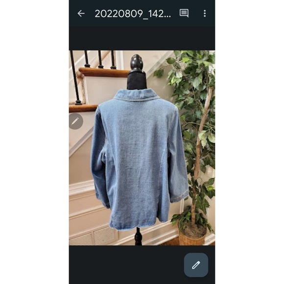 Vintage Roaman's Scallop Blue 100% Cotton Long Sleeve Buttons Front Jacket 20W - Picture 6 of 10